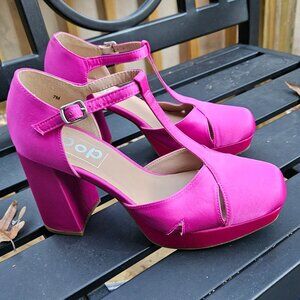 Pink Chunky Heel Platform Shoes EDL Presents POP HOT PINK 7M